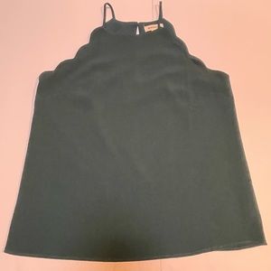 Womens Monteau Los Angeles Hunter Green Scallop Neck Dress Cami Top Size Large